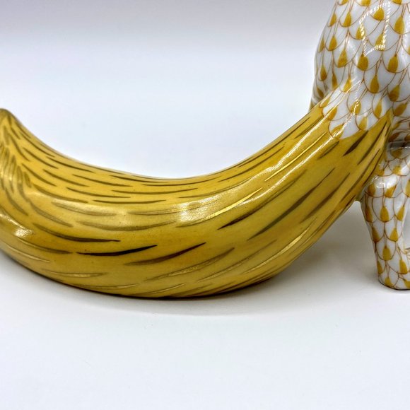 Herend Hungary hand painted yellow fishnet 24K accent Figurine Large Sneaky Fox - Picture 10 of 13